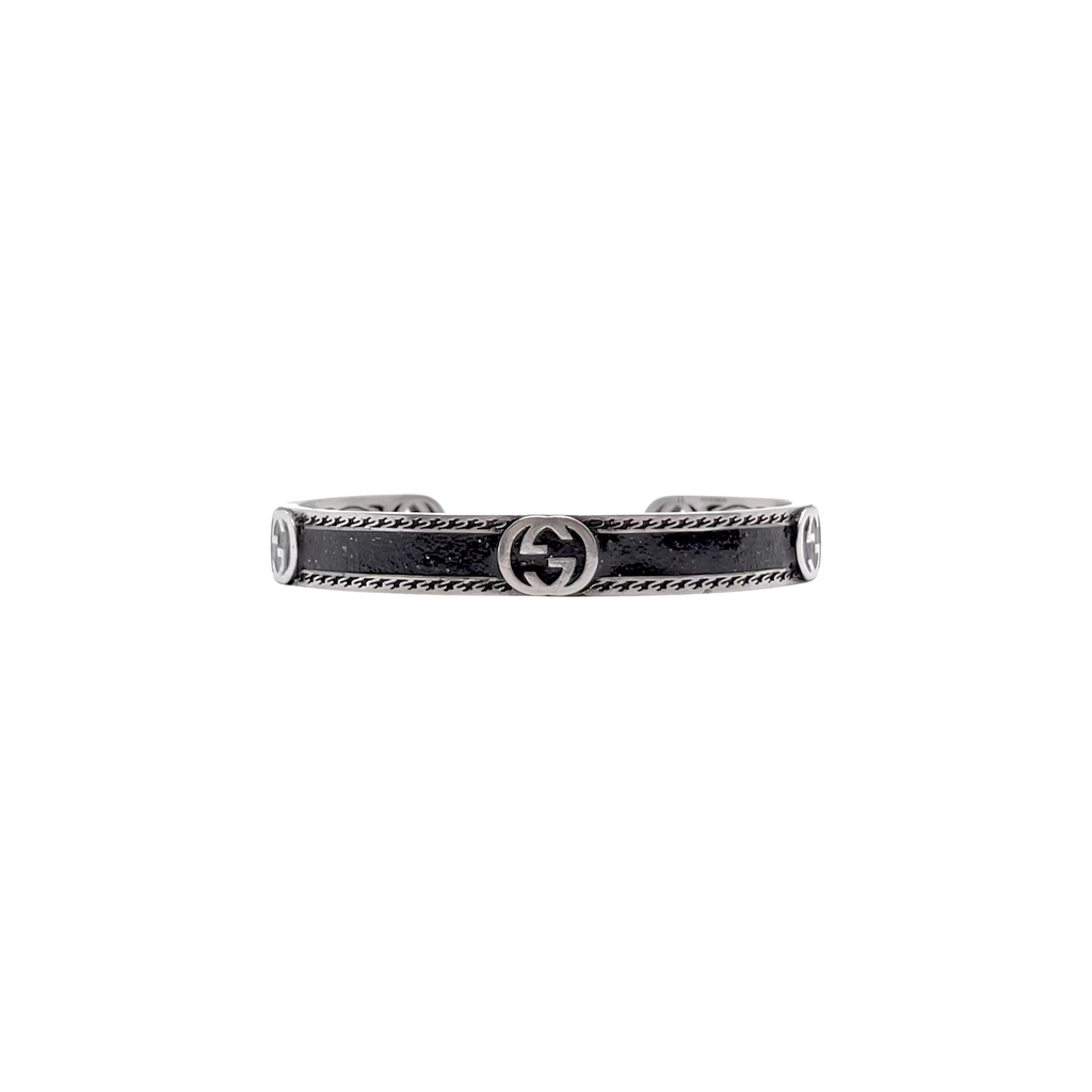 Gucci Black Enamel Vintage Double G Bracelet