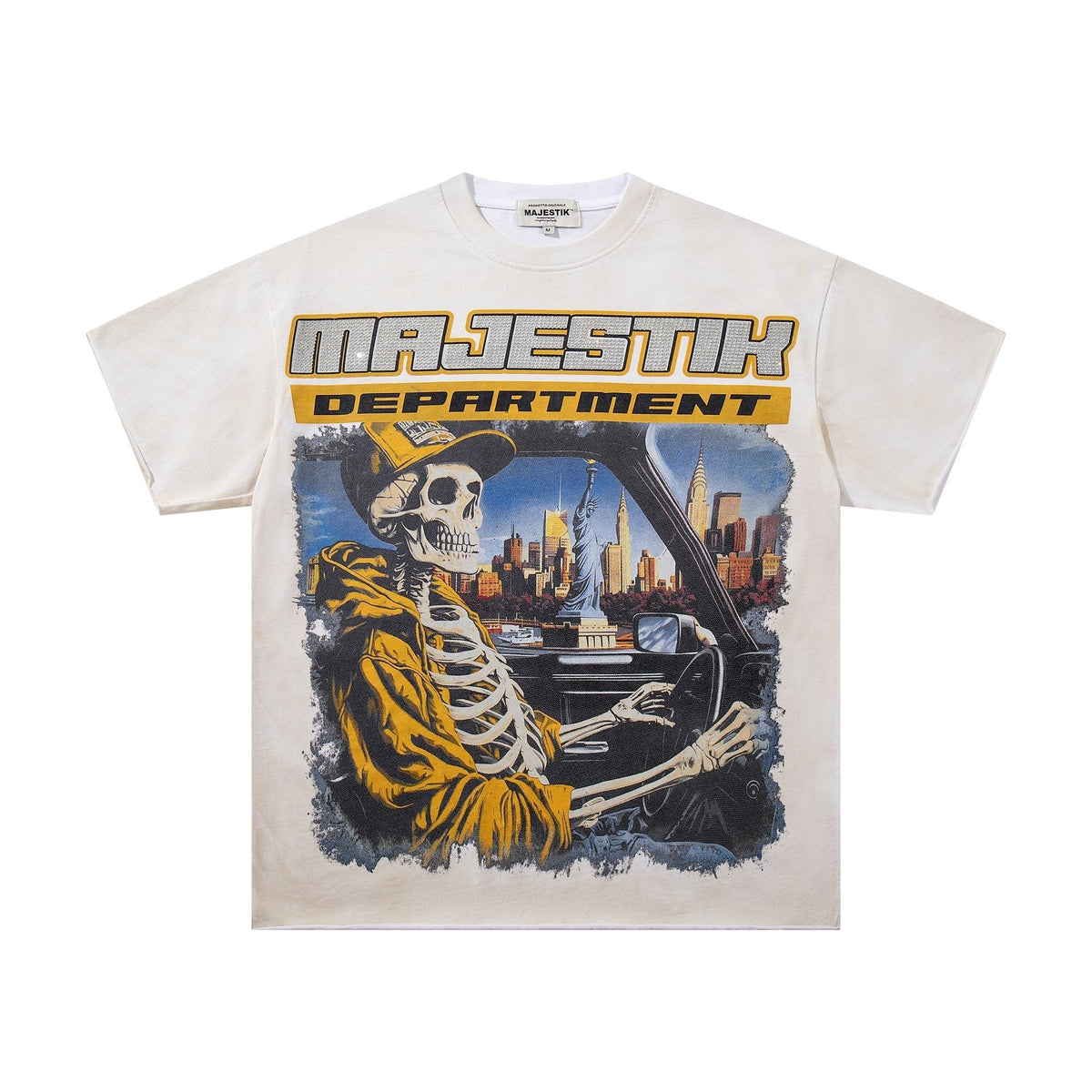 MAJESTIK Skeleton Driver Graphic T-Shirt
