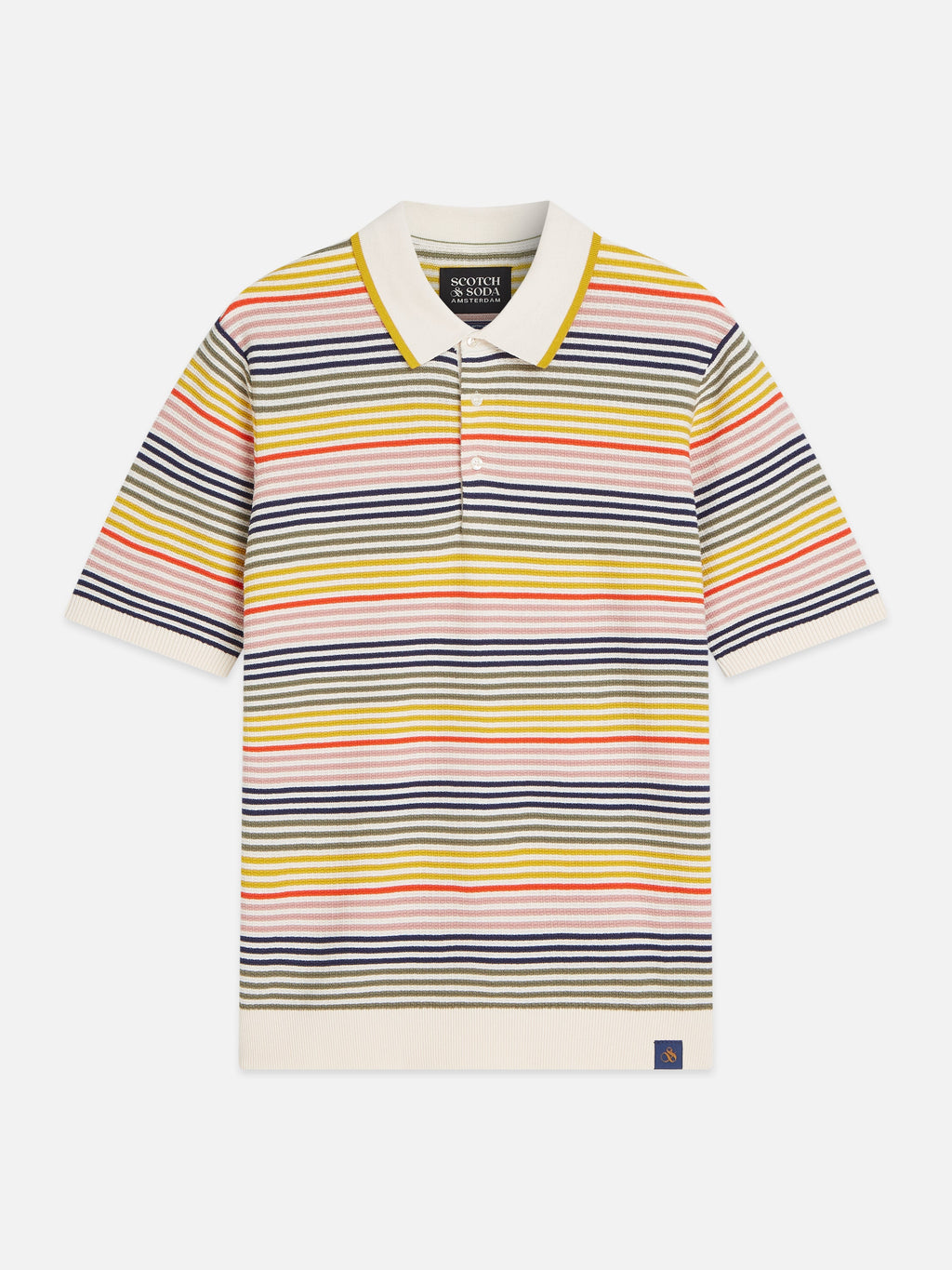 S&S Striped Structured Knitted Regular-Fit Polo