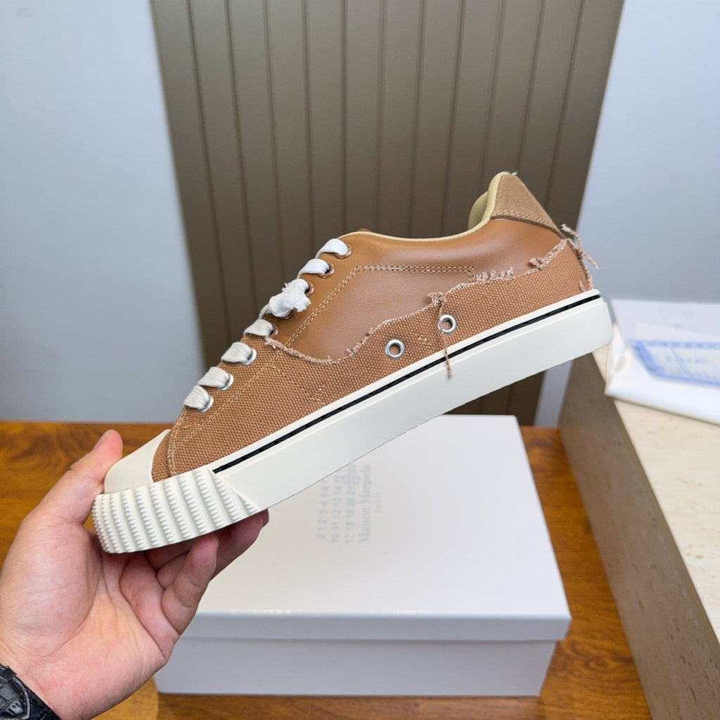 Maison Margiela Brown Off-White Low-Top Sneakers