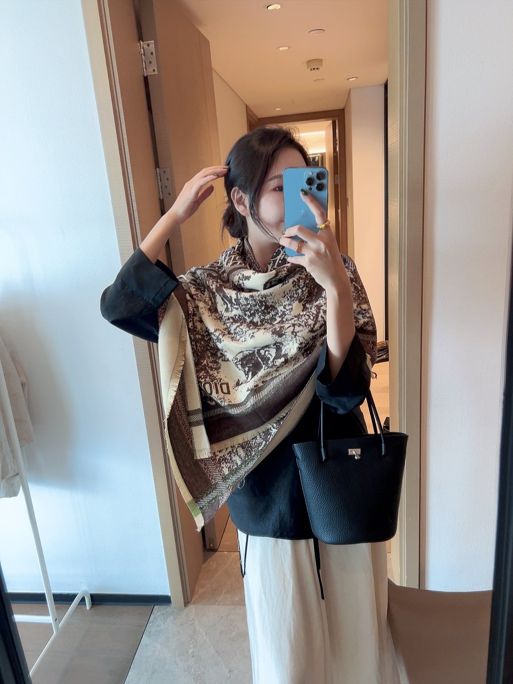 Dior Toile Pattern Fringe Scarf