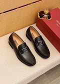 Ferragamo Black Metal Hardware Loafers