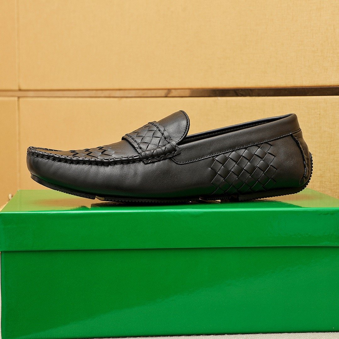 Bottega Veneta Black Woven Loafers