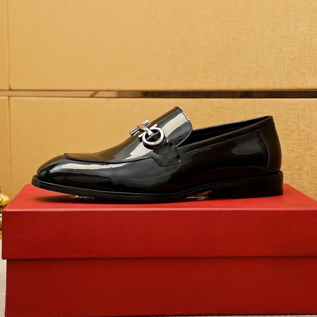Ferragamo Men's Black Horsebit-Style Loafers