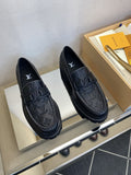 Louis Vuitton Men's Black Monogram Lug Sole Loafers - Chunky Black Lug Outsole
