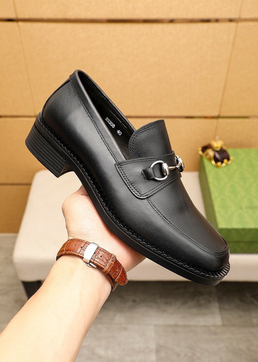 Gucci Black Horsebit-Style Leather Loafers