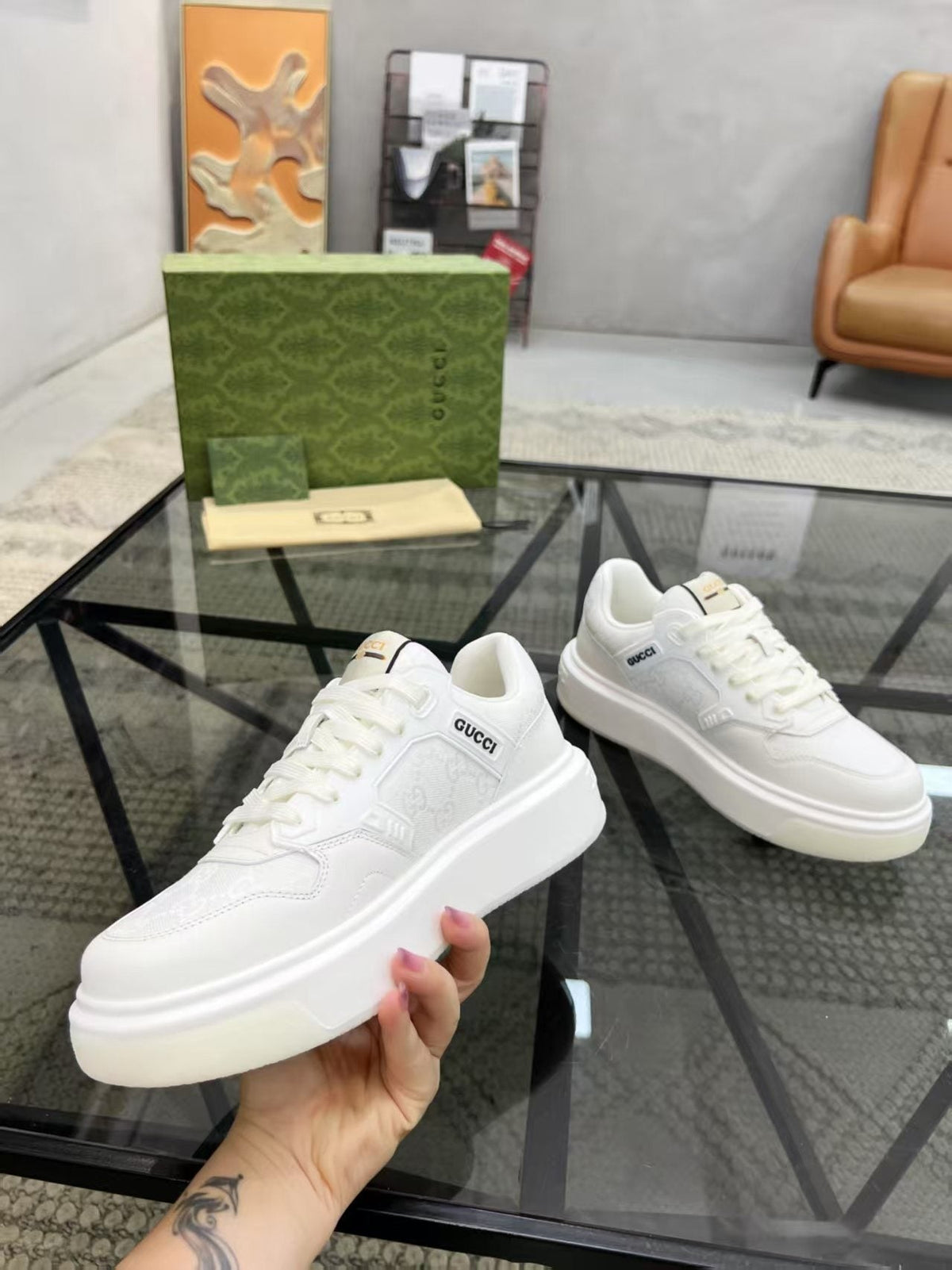 Gucci Men's Monogram Low-Top Sneakers - Layered Paneled Upper