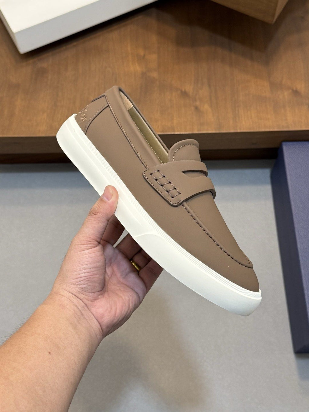 Dior Leather Strap Slip-On Shoes