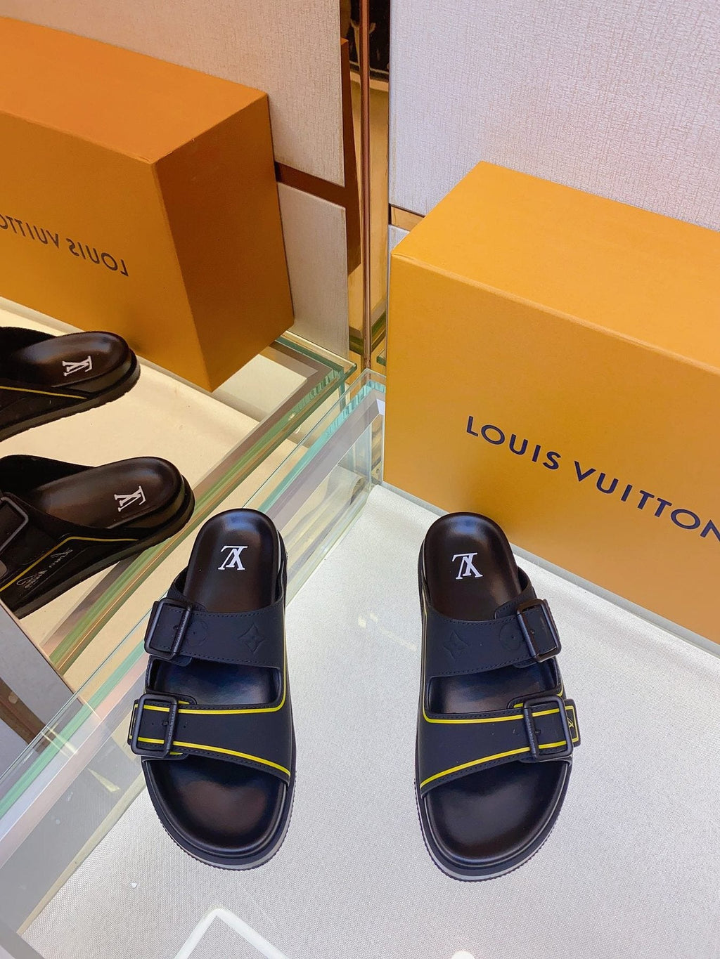 Louis Vuitton Men's Two-Buckle Slide Sandals
