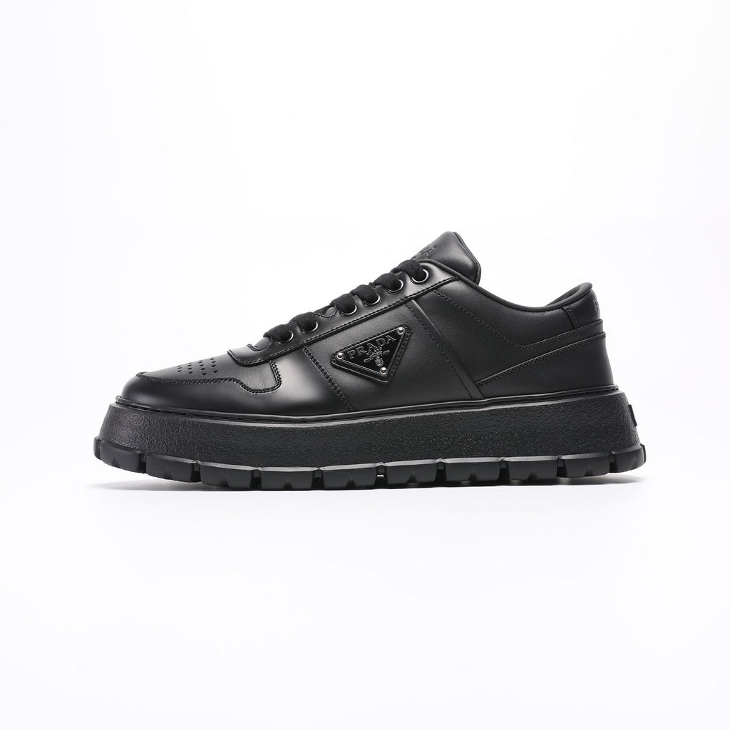 Prada Men's Triangle Plaque Low-Top Sneakers - Textured Lug Outsole
