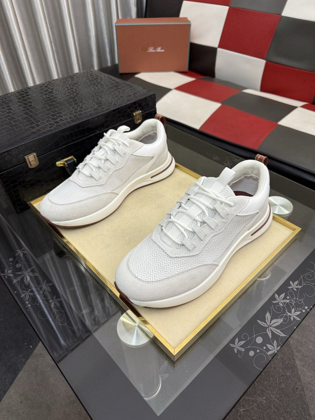 Textured Lace-Up Low-Top Sneakers