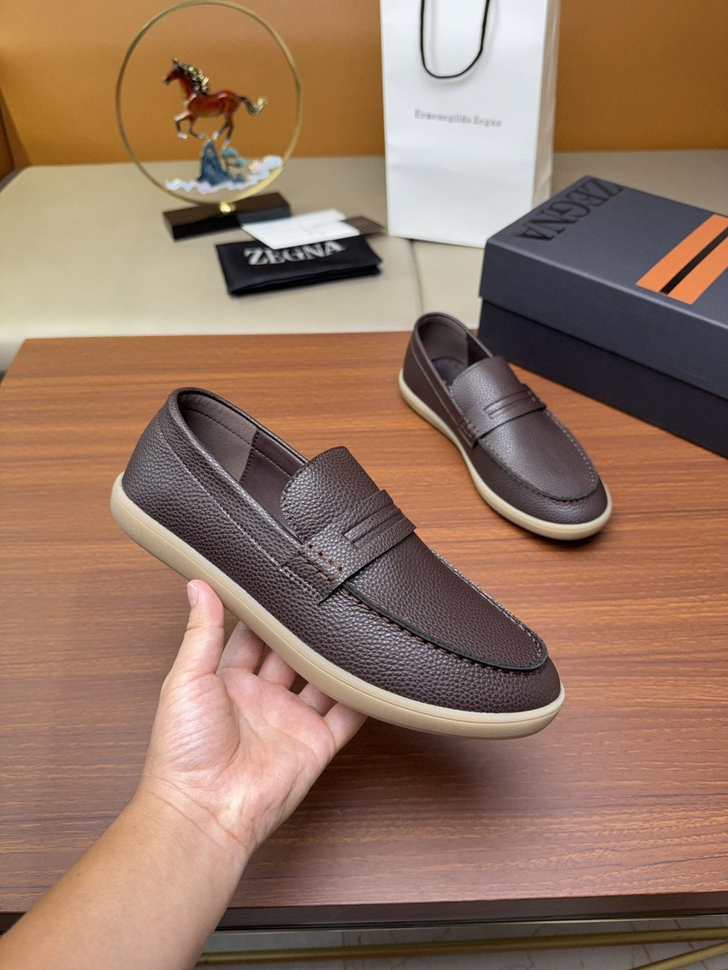 Zegna Men's Textured Slip-On Loafers