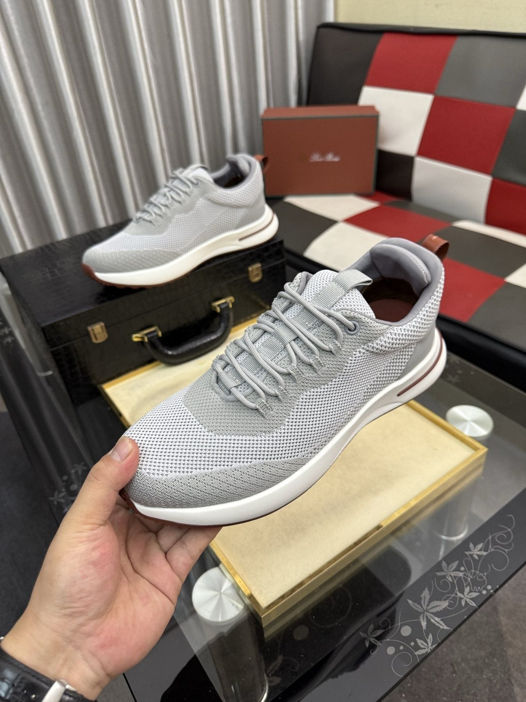 Knit Lace-Up Sneakers