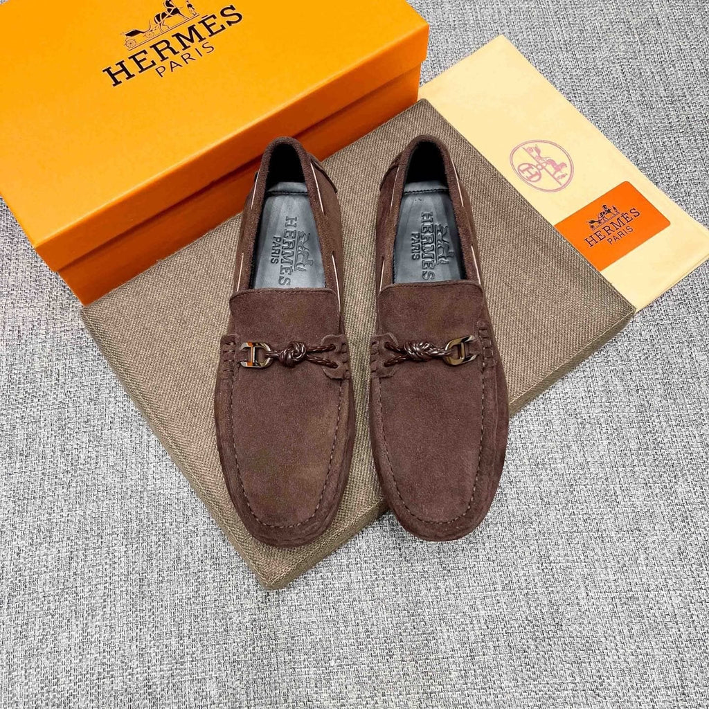 Hermès Suede-Look Driving Loafers