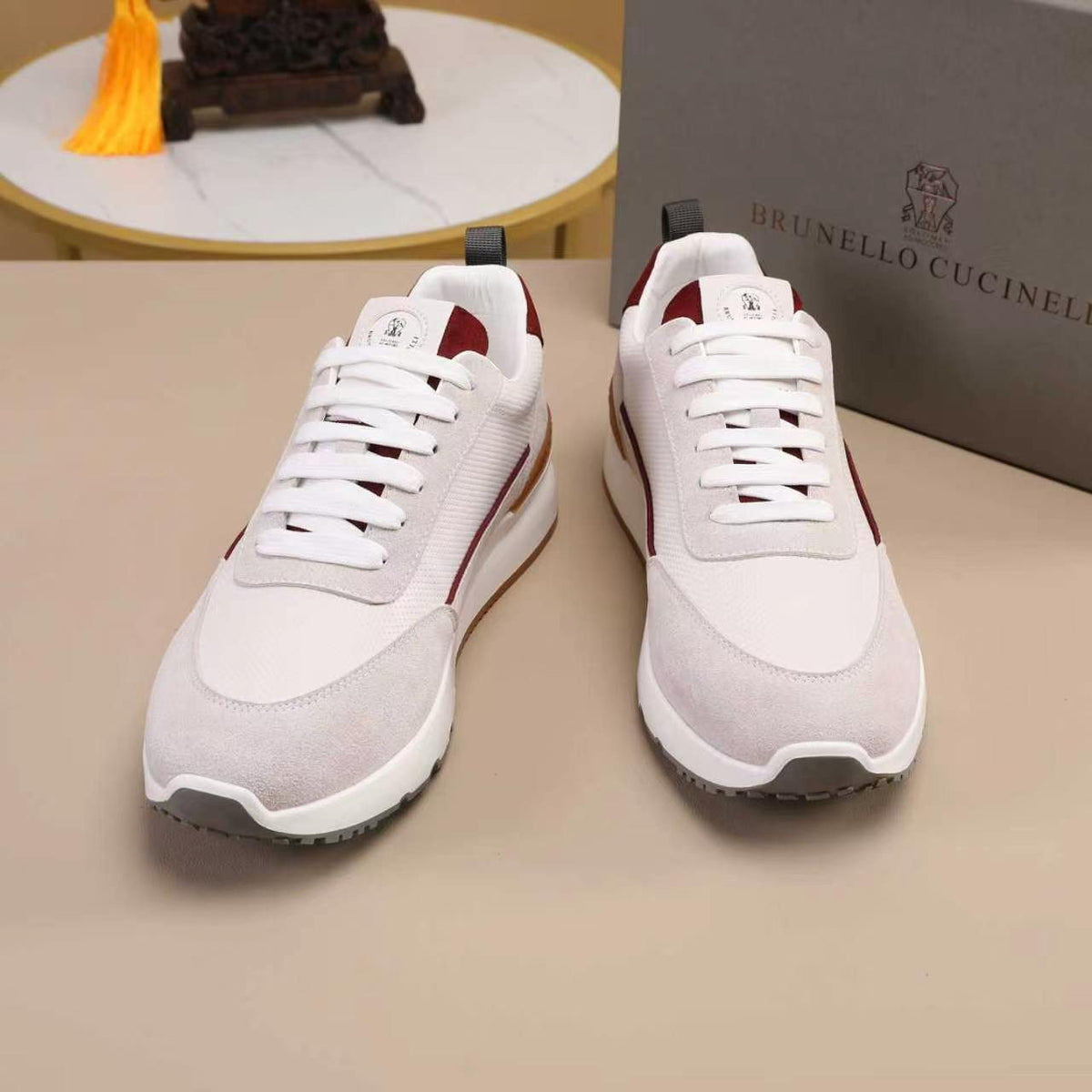 Brunello Cucinelli Suede-Trim Low-Top Sneakers