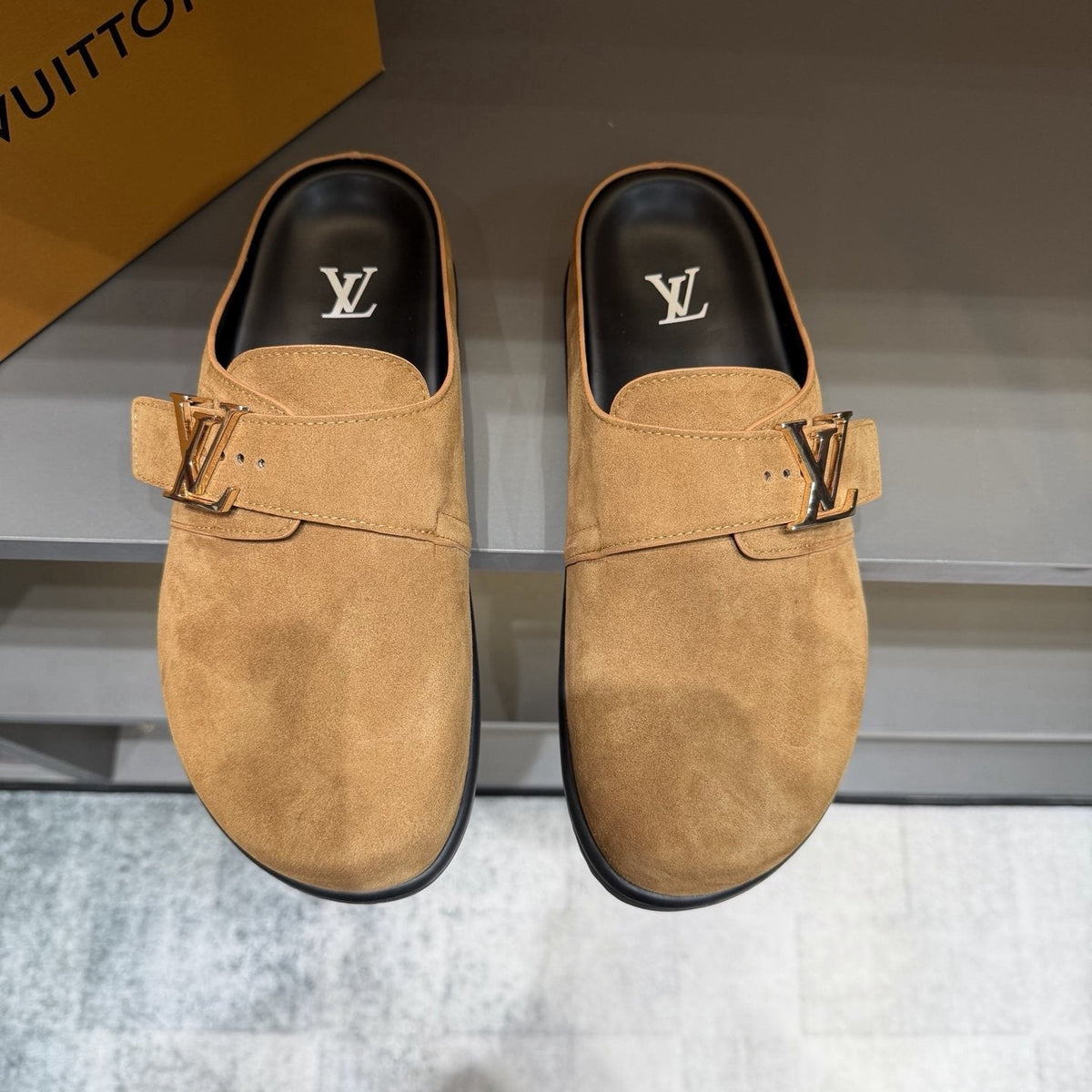 Louis Vuitton Easy Suede Slip-On Sandals