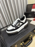 Prada Men's Triangle Plaque Low-Top Sneakers - Padded Collar, Triangular Side Plaque