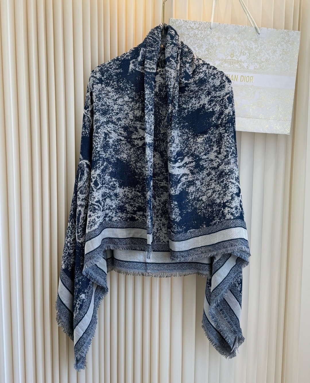 Dior Fringed Animal Print Square Scarf