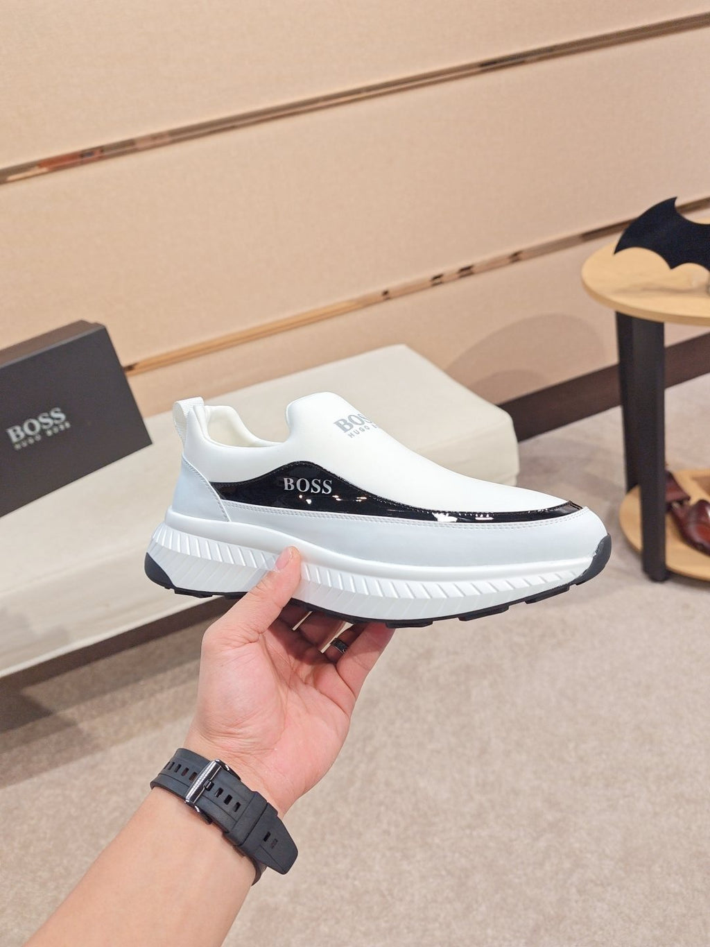 BOSS Contrast-Panel Slip-On Sneakers