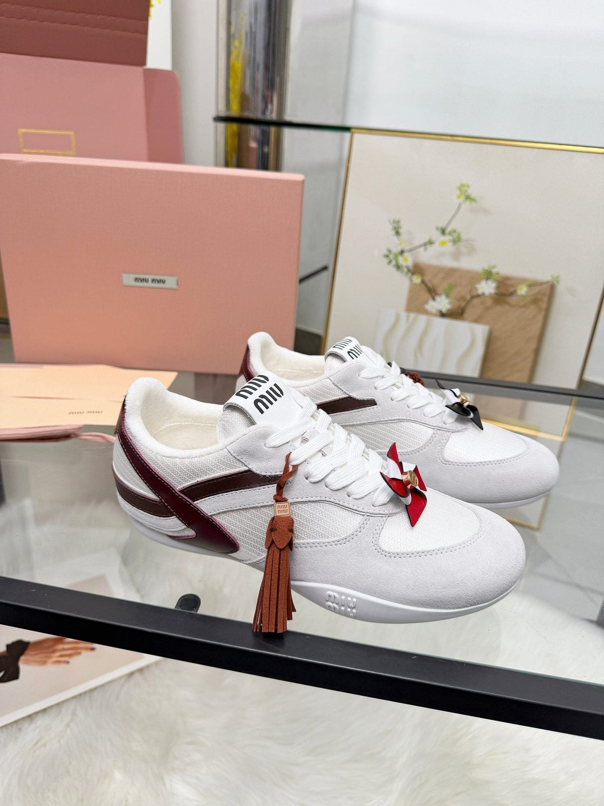 Miu Miu Floral Charm Sneakers