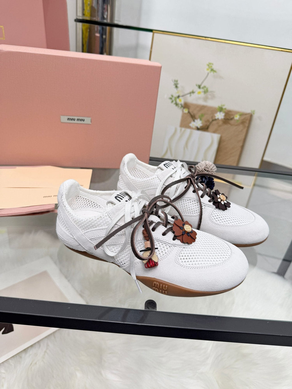 Miu Miu Floral Charm Sneakers