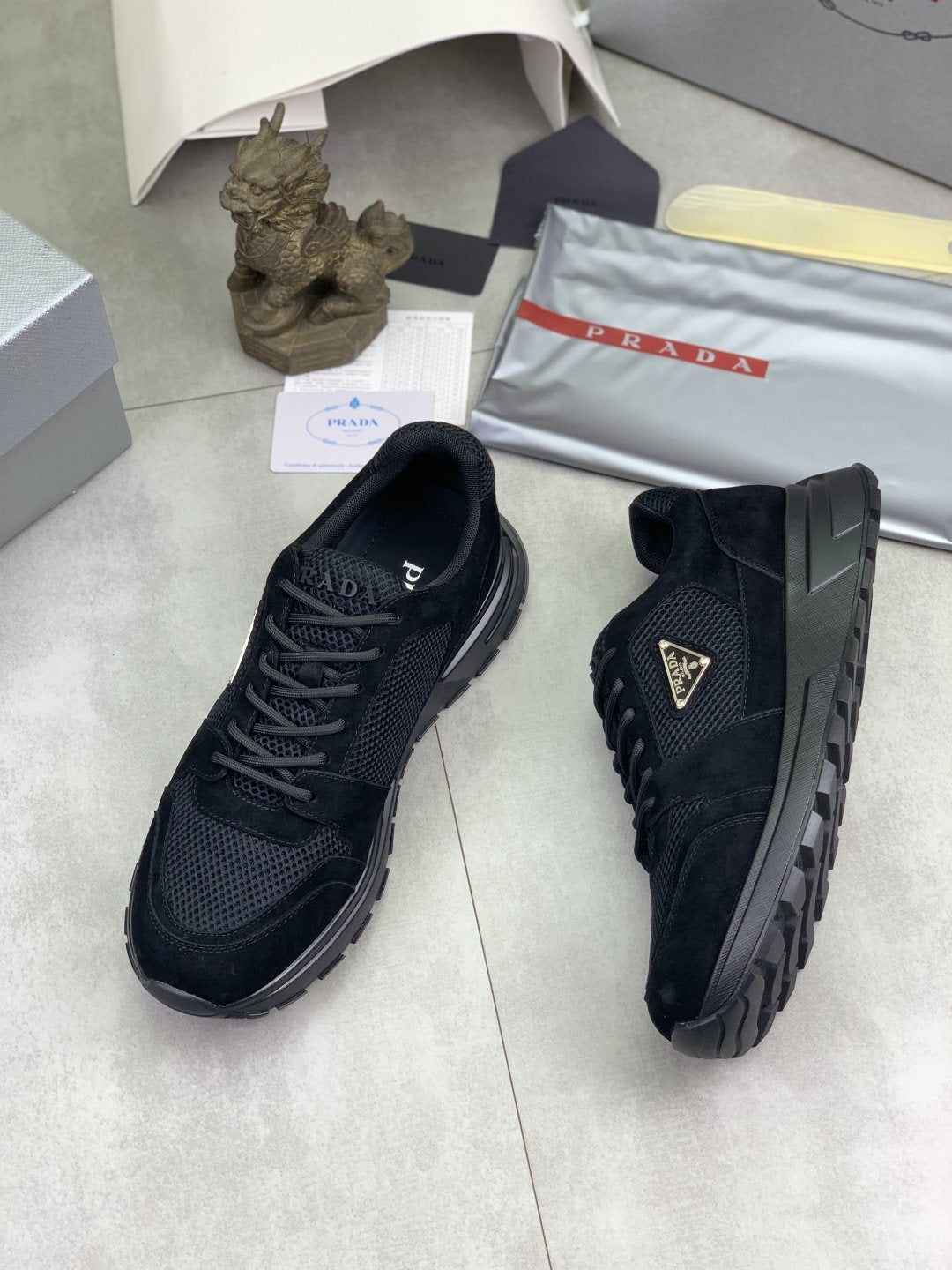 Prada Mesh Panel Low-Top Sneakers